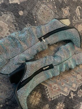 Cape Robbin Iridescent Crystal Knee-High Slouch Boots